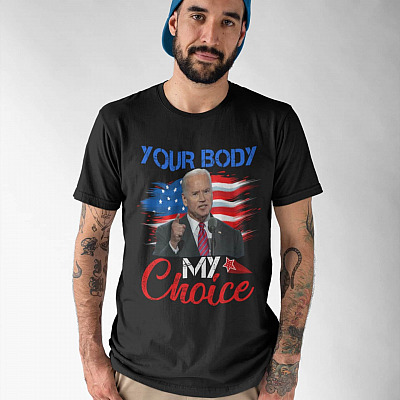 Alternative view of My Body Your Choice Joe Biden T-Shirt - No Vaccine Mandate V-Neck Tee
