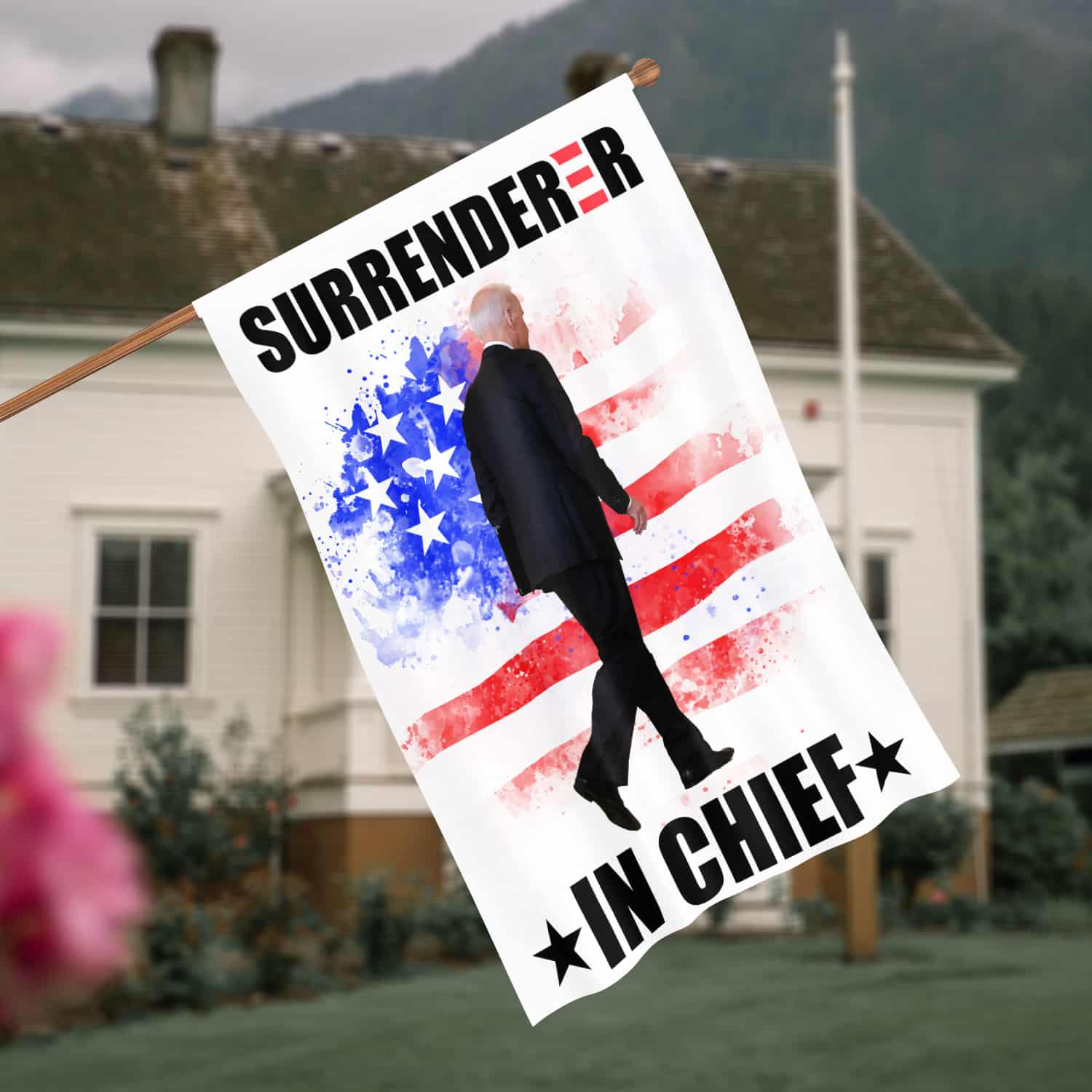 Surrenderer In Chief Biden House Flag Mockup 4
