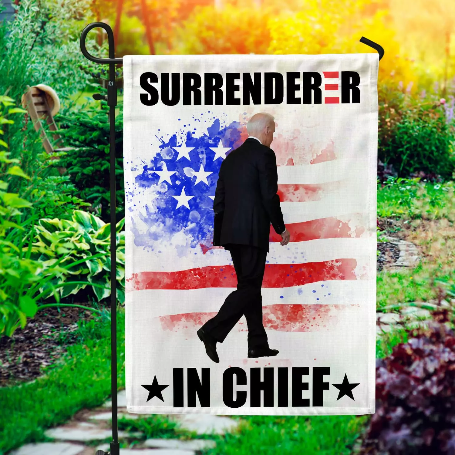Surrenderer In Chief Biden Garden Flag Mockup 1