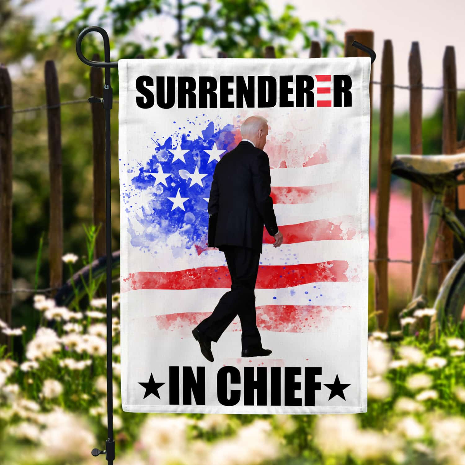 Surrenderer In Chief Biden Garden Flag Mockup 6