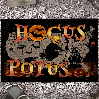 Hocus Potus Trump Is Still My Potus Entrance Doormat - Funny Support Trump Witch Pumpkin Hocus Pocus House Entrance Doormat