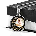 Custom Photo I'll Hold You In My Heart Until I Can Hold You In Heaven Feather Butterfly Memorial Circle Pendant Necklace