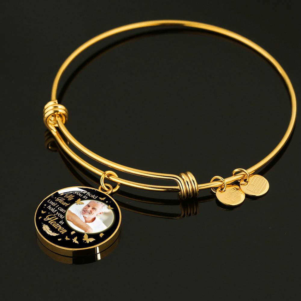 Custom Photo I'll Hold You In My Heart Until I Can Hold You In Heaven Feather Butterfly Memorial Circle Pendant Necklace