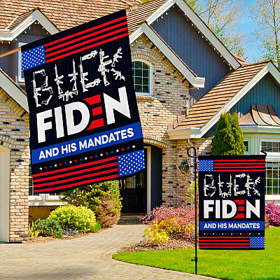 Alternative view of Funny Sarcastic Buck Fiden and His Mandates Anti Biden Decorative Flag - Impeach Biden Sucks Not My President Garden House Flag