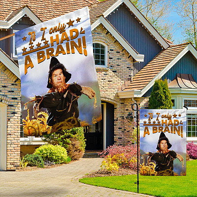 Alternative view of If I only Had a Brain Joe Biden Scarecrow Anti Biden Outdoor Indoor Decorative Garden Flag - House Flag - Wall Flag