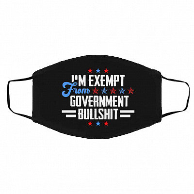 exempt mask, Black, Cloth Face Cover – Medium/Large