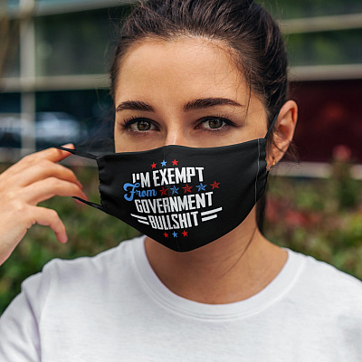 Alternative view of I'm Exempt from Government Bullshit - Anti Government Washable Reusable Custom Printed Cloth Face Mask Cover