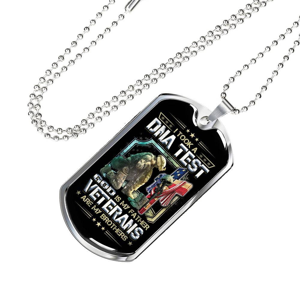 I Took A DNA Test God Is My Father Veterans Are My Brothers Dog Tag Pendant Necklace I Took A DNA Test God Is My Father Veterans Are My Brothers Dog Tag Pendant Necklace