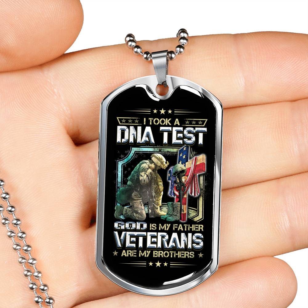 I Took A DNA Test God Is My Father Veterans Are My Brothers Dog Tag Pendant Necklace I Took A DNA Test God Is My Father Veterans Are My Brothers Dog Tag Pendant Necklace