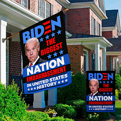 Alternative view of Joe Biden The Biggest Nation Embarrassment In United State History Garden Flag - Anti Biden House Flag