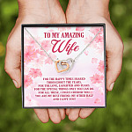 To My Amazing Wife For The Happy Times Shared Throughout The Years Interlocking Hearts Pendant Necklace