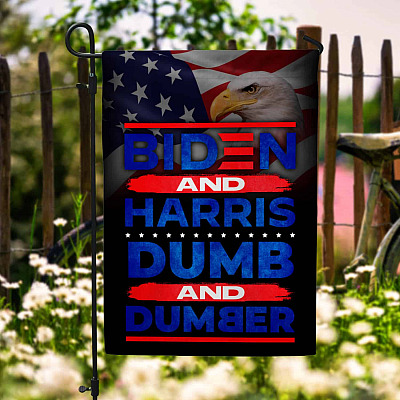 Biden Harris Dumb and Dumber Garden Flag - Impeach Biden Harris House Flag - Wall Flag