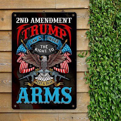 Alternative view of Trump Law And Order The Right To Keep And Bear Arms 2nd Amendment Decorative Metal Sign - Indoor Outdoor Decor Farmhouse