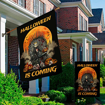Alternative view of Jack Skellington Halloween Is Coming Garden Flag - Nightmare Before Christmas Welcome House Flag