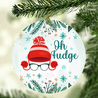 Alternative view of Oh-Fudge Funny Movie Decorative Christmas Ornament - Holiday Flat Circle Ornament - Holiday Decoration Gift