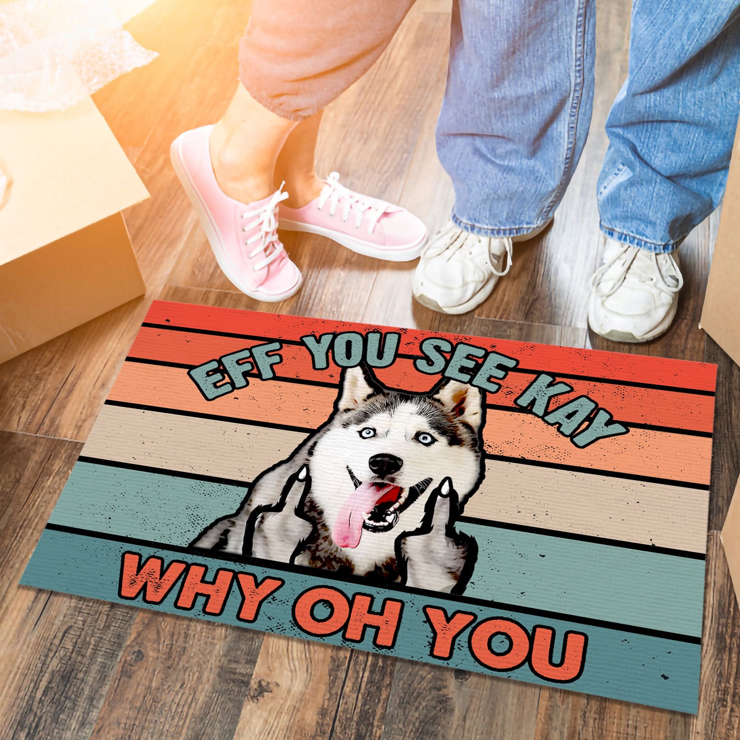 11Th. Why Oh You Husky (doormat) Doormat mockup 6