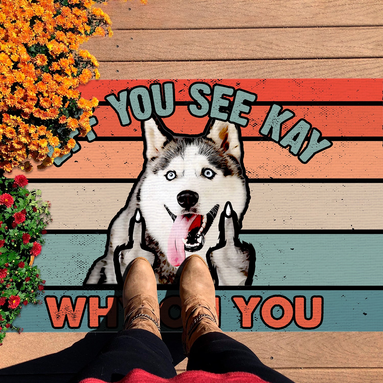 11Th. Why Oh You Husky (doormat) Doormat mockup 7