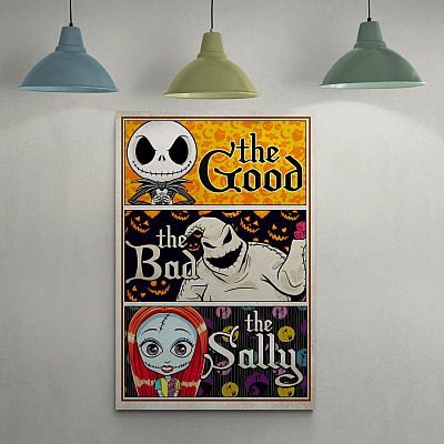Alternative view of The Good the Bad the Sally Wrapped Framed Canvas Print - Halloween Nightmare Movie Home Decor Wall Art - Poster