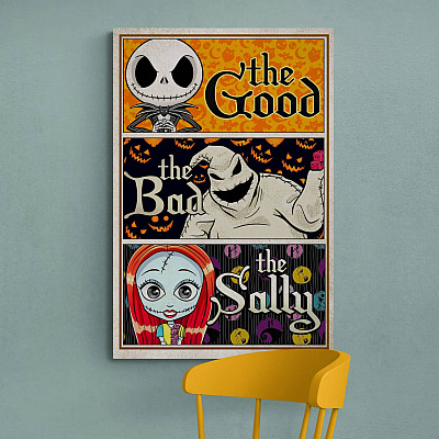 The Good the Bad the Sally Wrapped Framed Canvas Print - Halloween Nightmare Movie Home Decor Wall Art - Poster