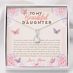 To My Beautiful Daughter My Hearts Walks With You Alluring Beauty Necklace - Daughter Necklace From Mom - Alluring Beauty Necklace