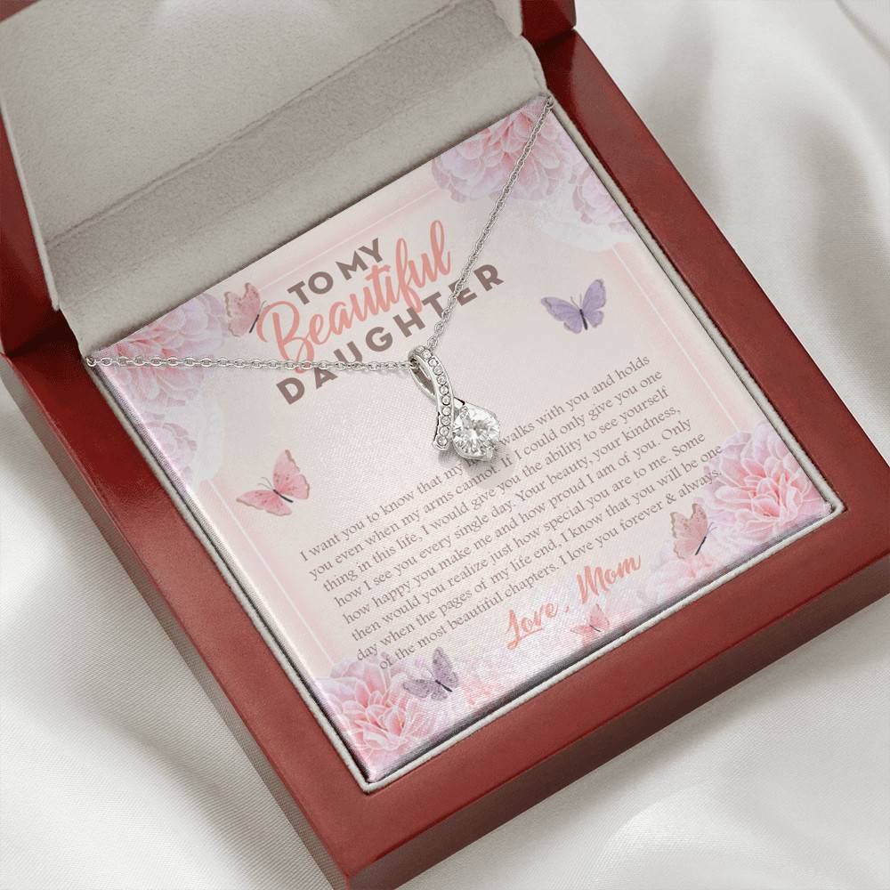 To My Beautiful Daughter My Hearts Walks With You Alluring Beauty Necklace - Daughter Necklace From Mom