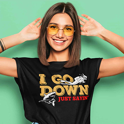 Alternative view of I Go Down Just Saying Scuba Diving T-shirt - V-Neck Tee - Funny Scuba Diver Gifts