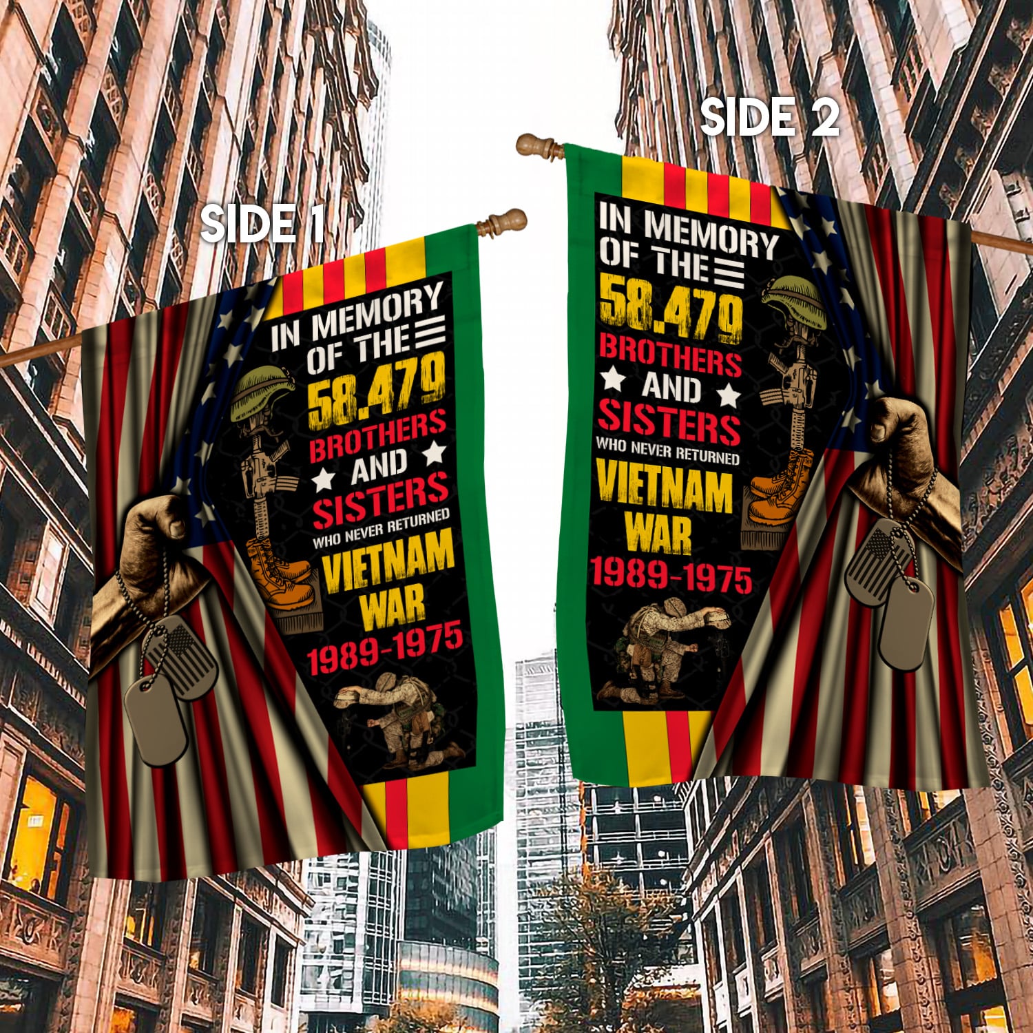 7LV. In Memory of 58479 House Flag Mockup 2 Side-1