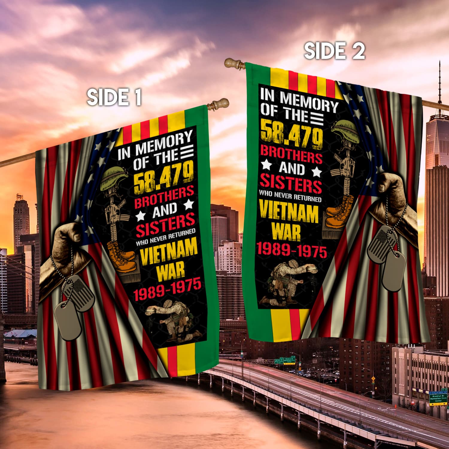 7LV. In Memory of 58479 House Flag Mockup 2 Side-2