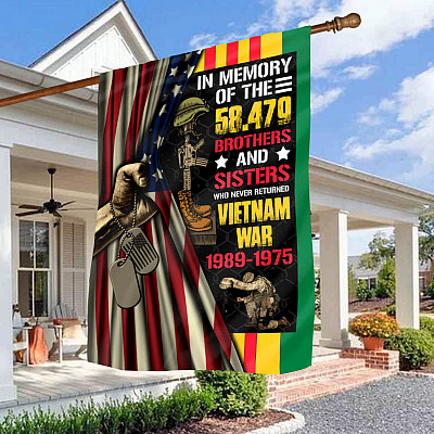 In Memory of the 58479 Brothers and Sisters Vietnam Who Never Returned Decorative Garden Flag-Vietnam Veteran House Flag