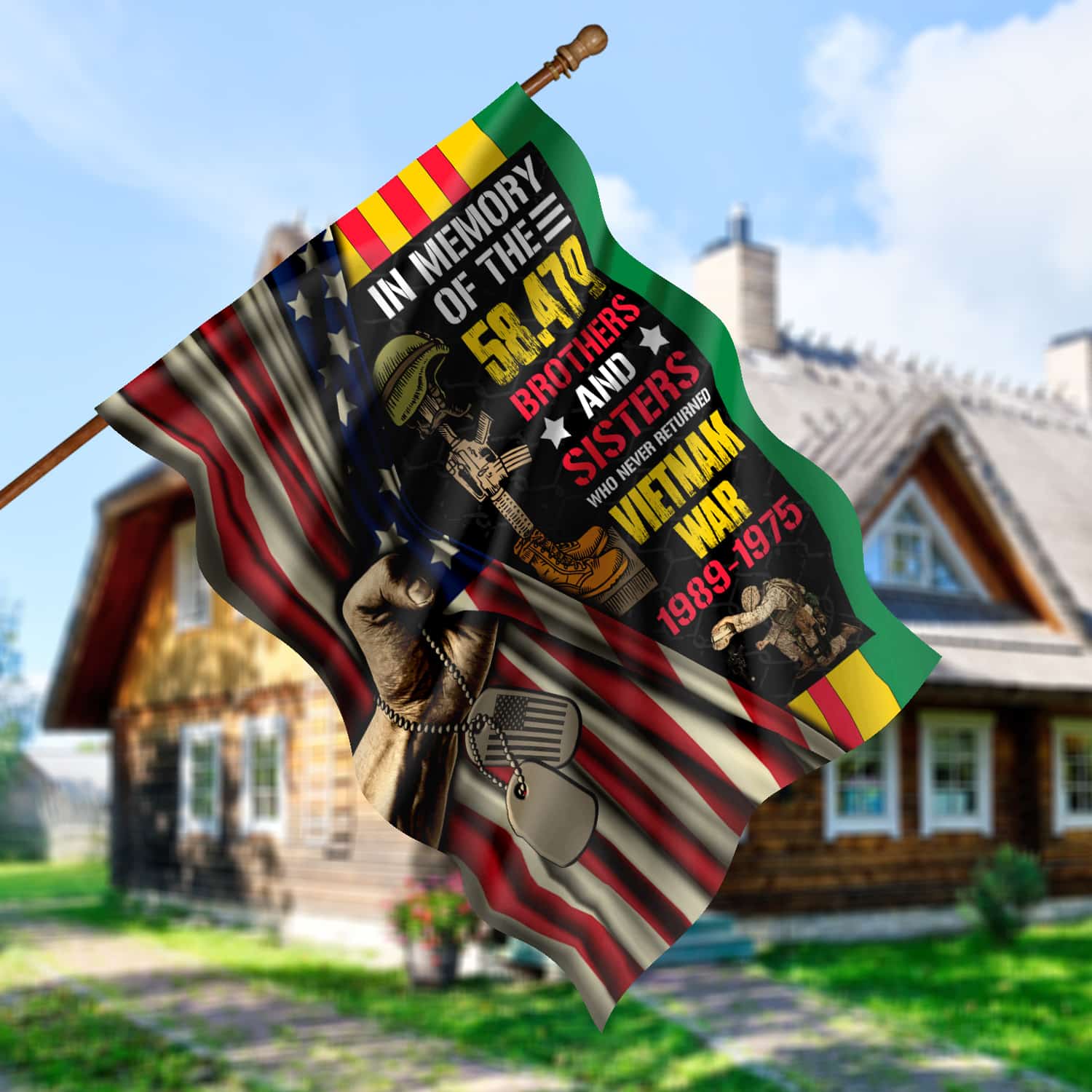 7LV. In Memory of 58479 House Flag Mockup 5