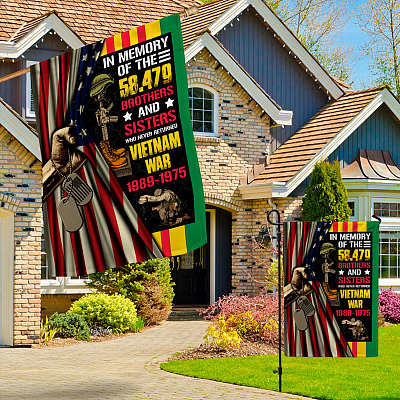 Alternative view of In Memory of the 58479 Brothers and Sisters Vietnam Who Never Returned Decorative Garden Flag-Vietnam Veteran House Flag