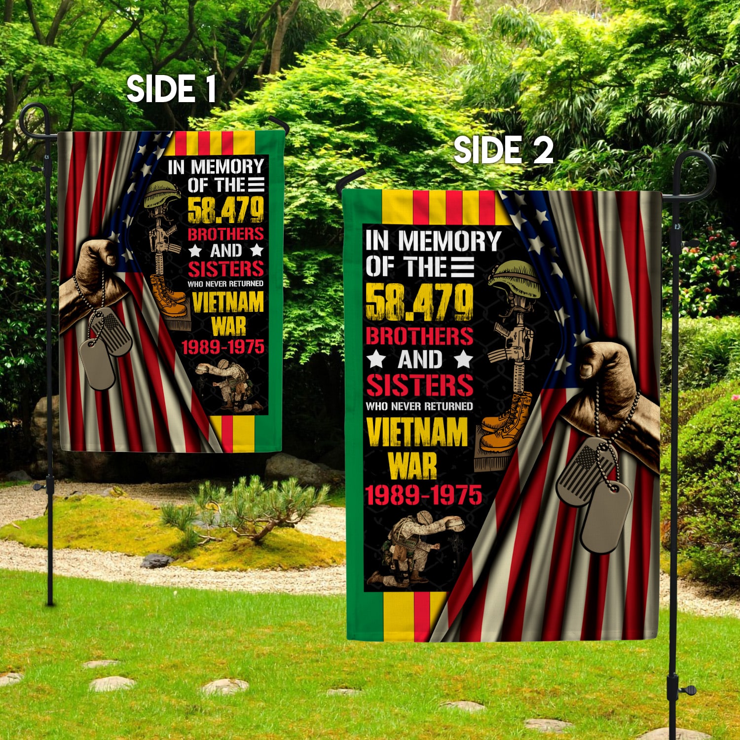 7LV. In Memory of 58479 Garden Flag Mockup 2 Side