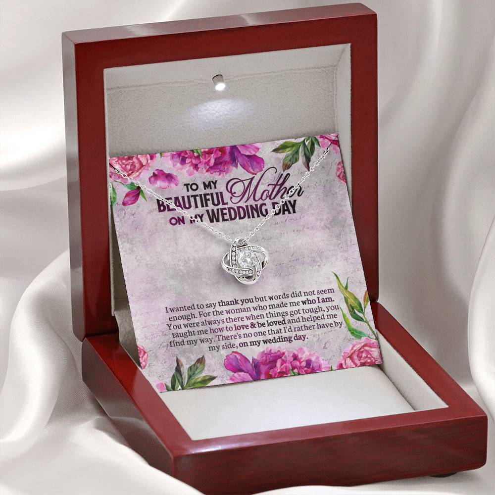 To My Beautiful Mother On My Wedding Day Love Knot Necklace - Mother Of The Bride Gifts From Daughter