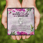 To My Beautiful Mother On My Wedding Day Interlocking Hearts Pendant Necklace - Mother Of The Bride Gifts From Daughter