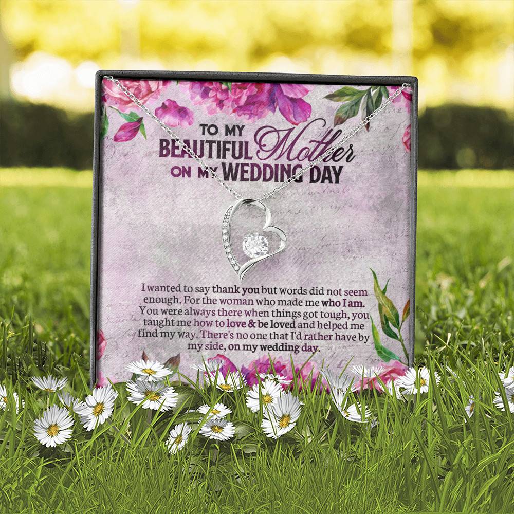 To My Beautiful Mother On My Wedding Day Interlocking Hearts Pendant Necklace - Mother Of The Bride Gifts From Daughter