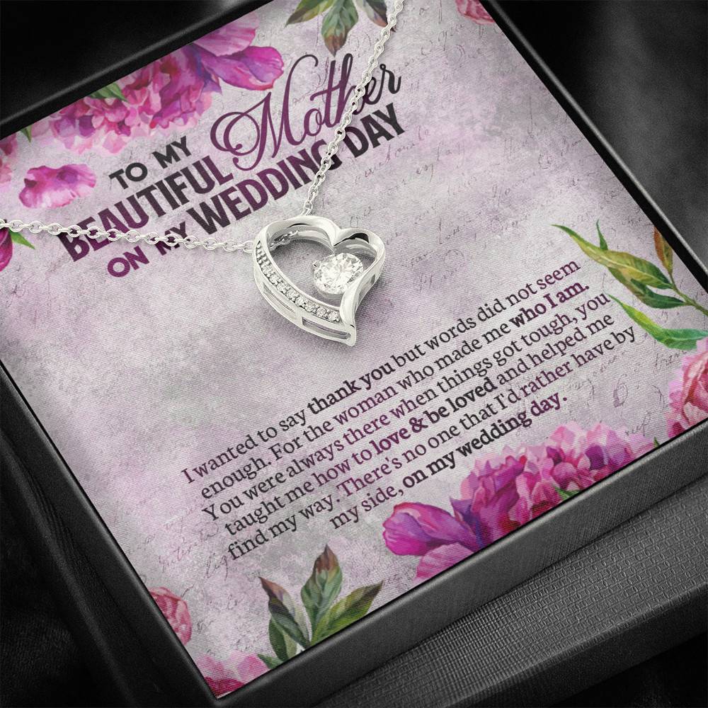 To My Beautiful Mother On My Wedding Day Interlocking Hearts Pendant Necklace - Mother Of The Bride Gifts From Daughter
