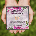 To My Beautiful Mother On My Wedding Day Interlocking Hearts Pendant Necklace - Mother Of The Bride Gifts From Daughter