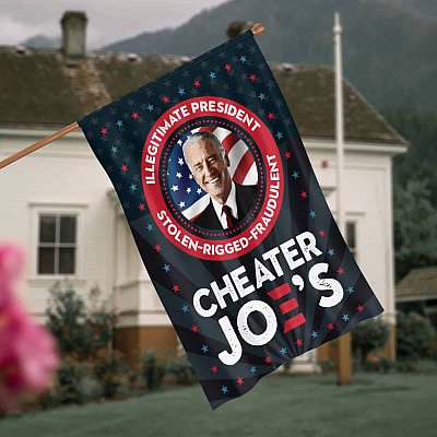 Cheater Joe Biden Illegitimate President Garden Flag - Impeach Biden House Flag - Anti Biden Wall Flag