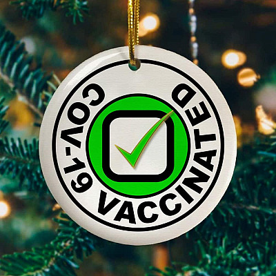 Proudly I'm Vaccinated Check Circle Ornament - Fully Vaccinated Funny Vaccine Keepsake