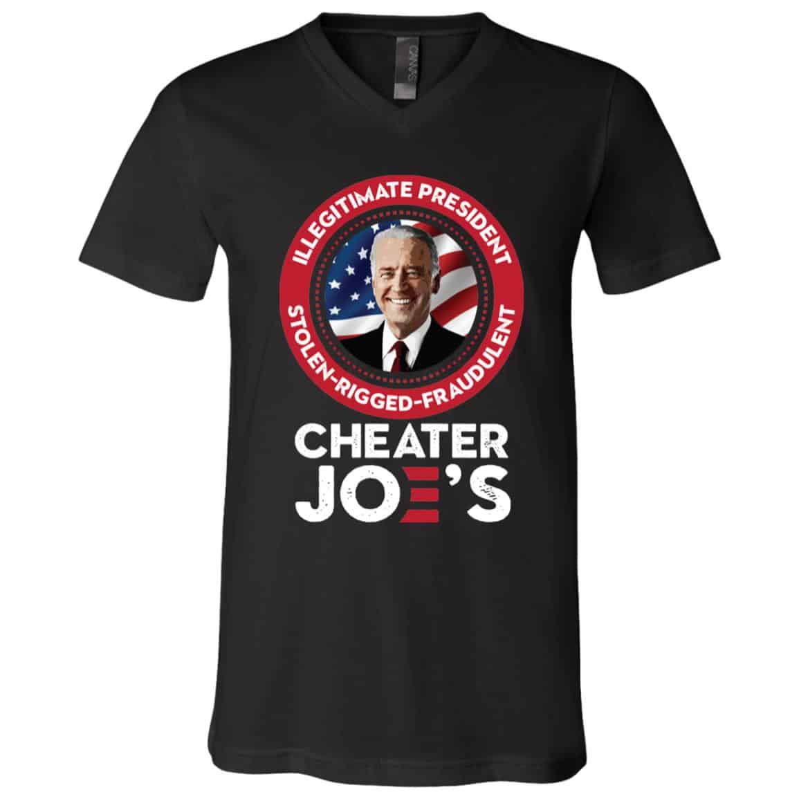 cheater, Black, V-Neck T-Shirt
