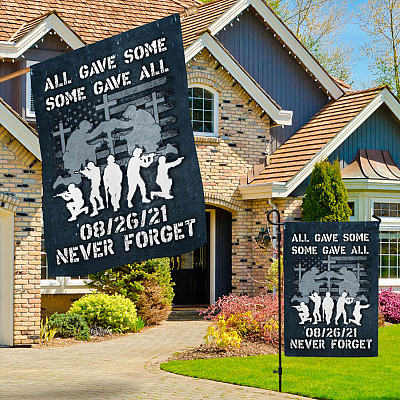 Alternative view of All Gave Some Some Gave All Never Forget 08/26/21 Flag - Fallen Afghanistan Soldiers Garden Flag - House Flag