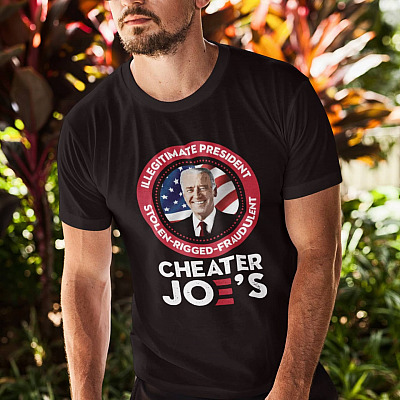 Alternative view of Cheater Joe Biden Illegitimate President T-Shirt - Anti Biden V-Neck Tee