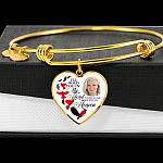 Custom Photo Memorial Cardinal Heart Necklace - I'll Hold You in My Heart Personalized Photo Engraving Memorial Heart Necklace