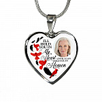 Custom Photo Memorial Cardinal Heart Necklace - I'll Hold You in My Heart Personalized Photo Engraving Memorial Heart Necklace