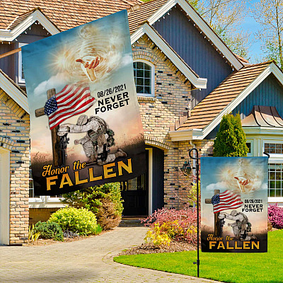Alternative view of Honor The Fallen Never Forget 08/26/21 Flag - Fallen Soldier Garden Flag - House Flag