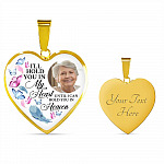 Custom Photo Memorial Butterfly Heart Necklace - I'll Hold You in My Heart Personalized Photo Engraving Memorial Heart Necklace