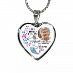 Custom Photo Memorial Butterfly Heart Necklace - I'll Hold You in My Heart Personalized Photo Engraving Memorial Heart Necklace