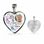 Custom Photo Memorial Butterfly Heart Necklace - I'll Hold You in My Heart Personalized Photo Engraving Memorial Heart Necklace