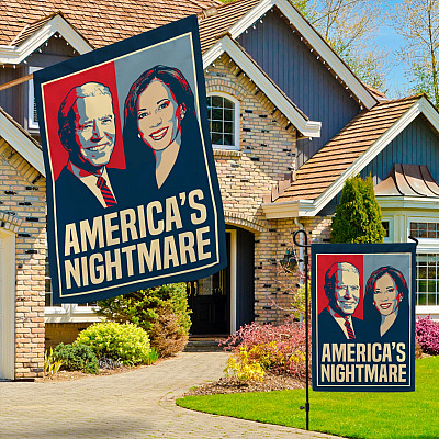 Alternative view of Biden Harris America's Nightmare Garden Flag - House Flag - Impeach Biden Harris Flag