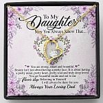 Personalized Gift From Dad To My Daughter Saying Always Remember You Are Forever Love Necklace - Daughter Inspirational Necklace - Forever Love Necklace (18K Yellow Gold)